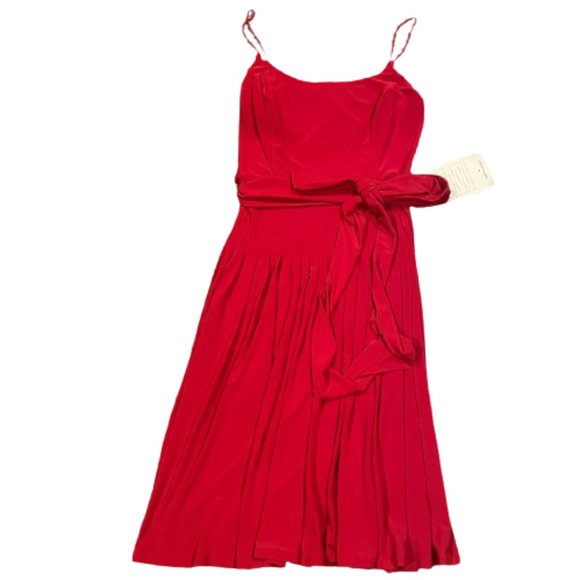 NWT Ralph Lauren Red Pleated Spaghetti Strap Dress - Picture 1 of 5